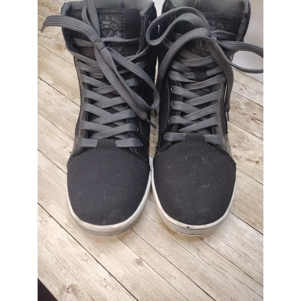 Street And Steel Kickstarter Moto Riding Hightops Black Leather Mens 9